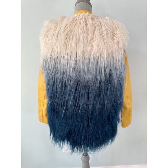 Thread & Supply Blue Cream Ombré Faux Fur Vest size Large - Picture 4 of 6